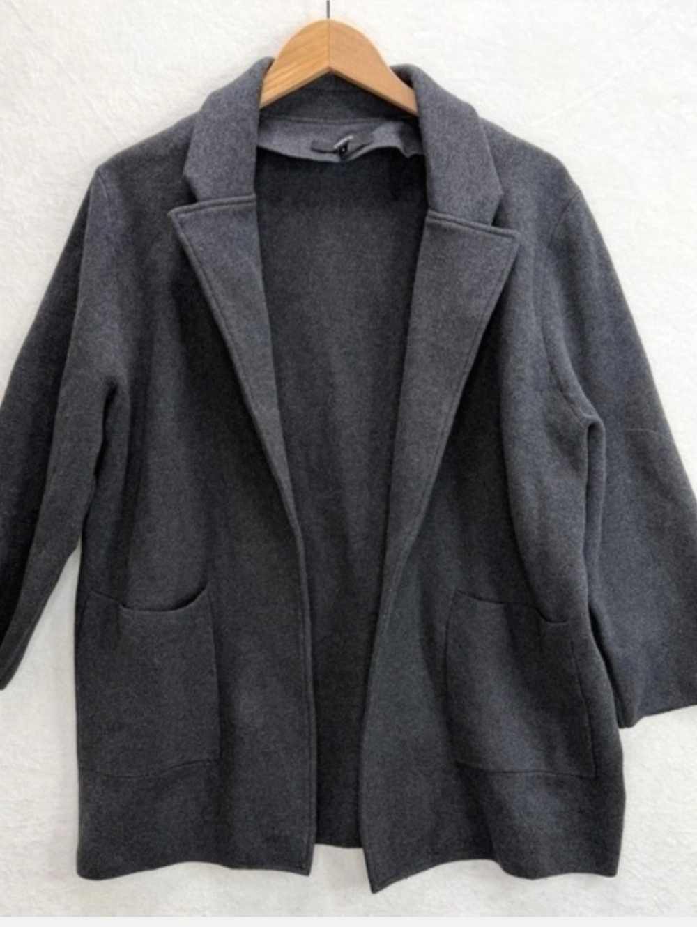 Quince Women's Organic Cotton Knit Blazer in Charcoal Size Large